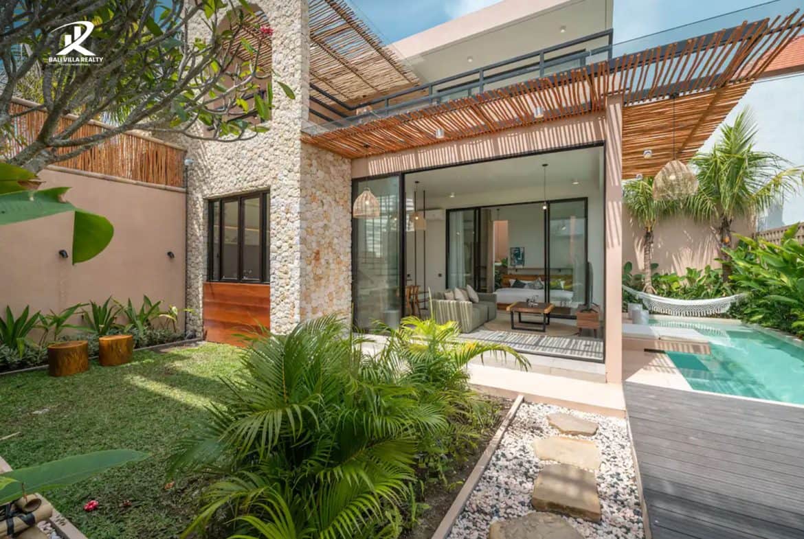 Stone-Clad Modern Tropical Sanctuary 2 Bedroom Villa For Sale Leasehold in Canggu, Bali