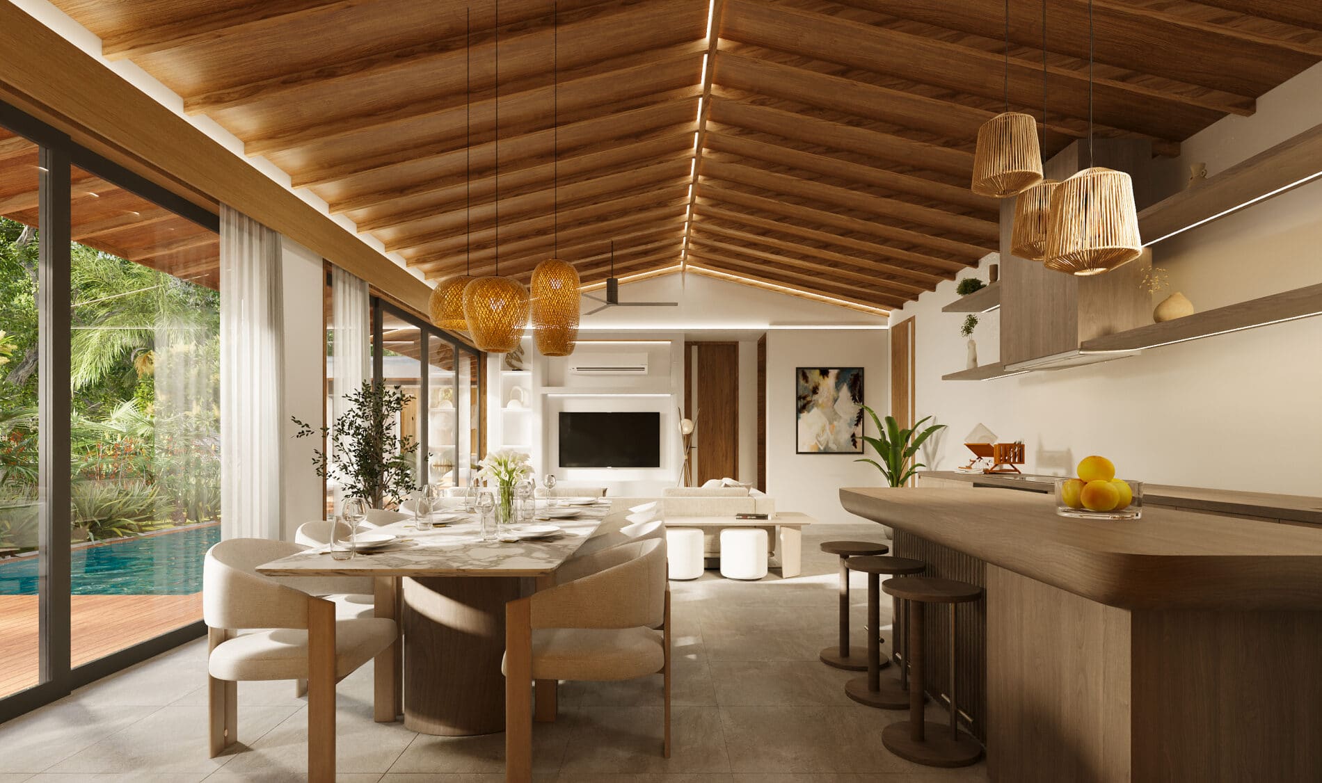 4-Bedroom Contemporary Tropical Villa for Sale in Pererenan with River & Rice Field Views